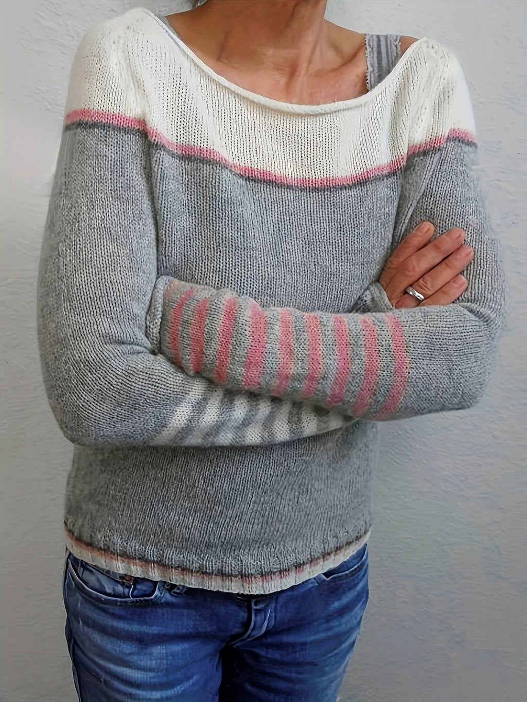 Sabine Striped Boat Neck Sweater - view 3