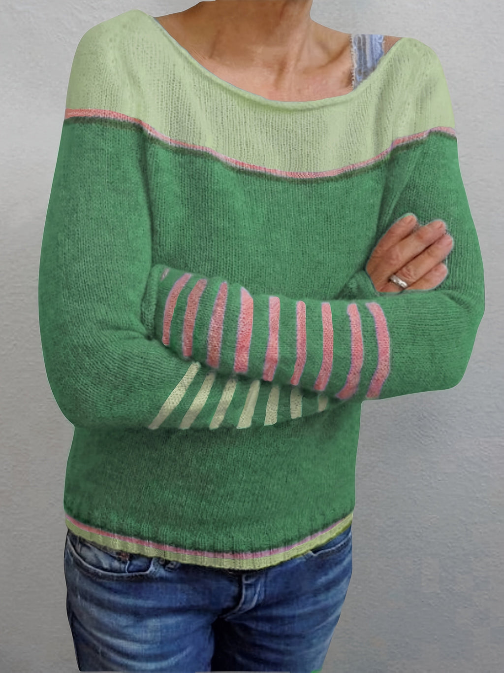 Sabine Striped Boat Neck Sweater - view 7