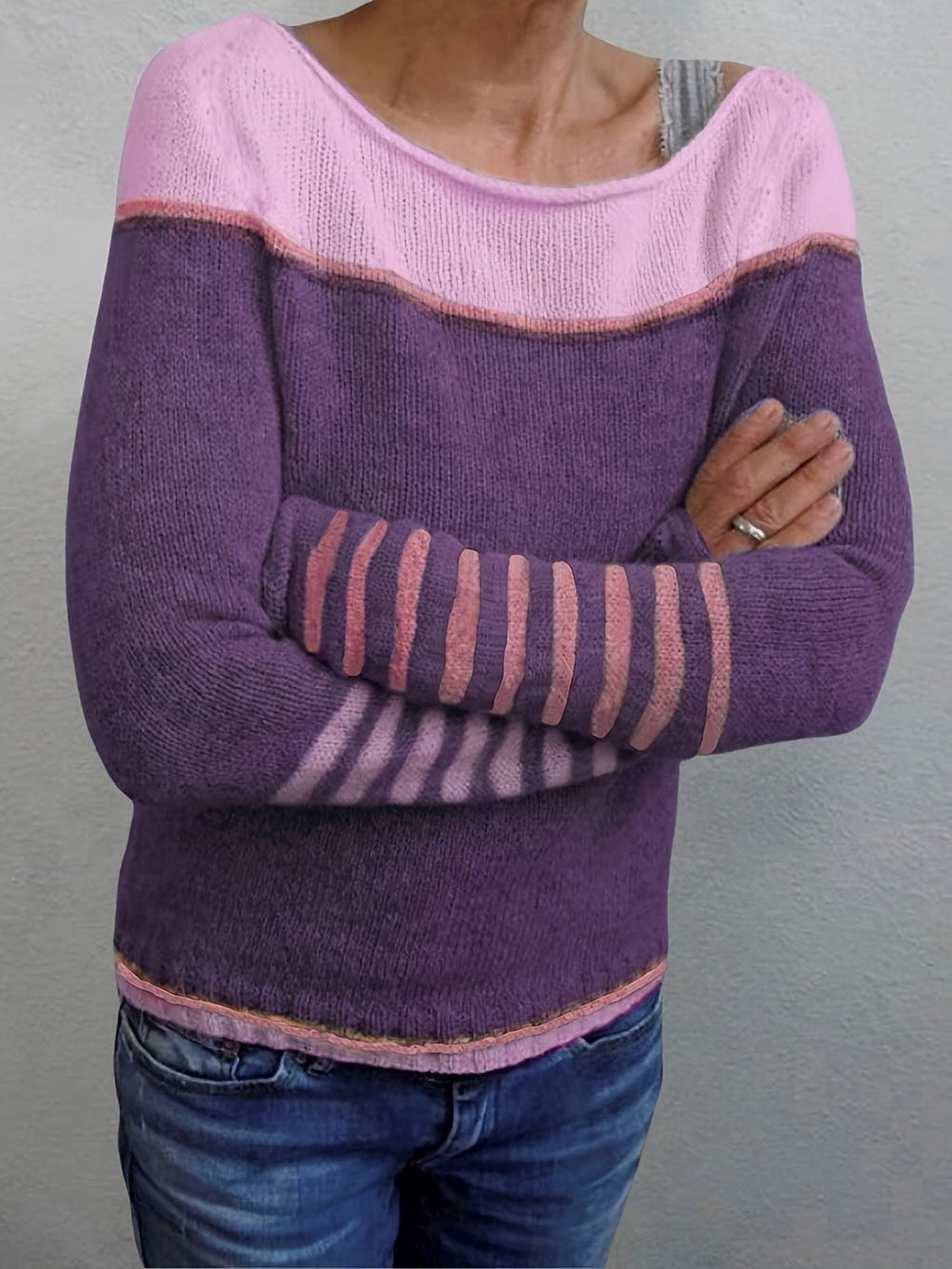 Sabine Striped Boat Neck Sweater - view 9