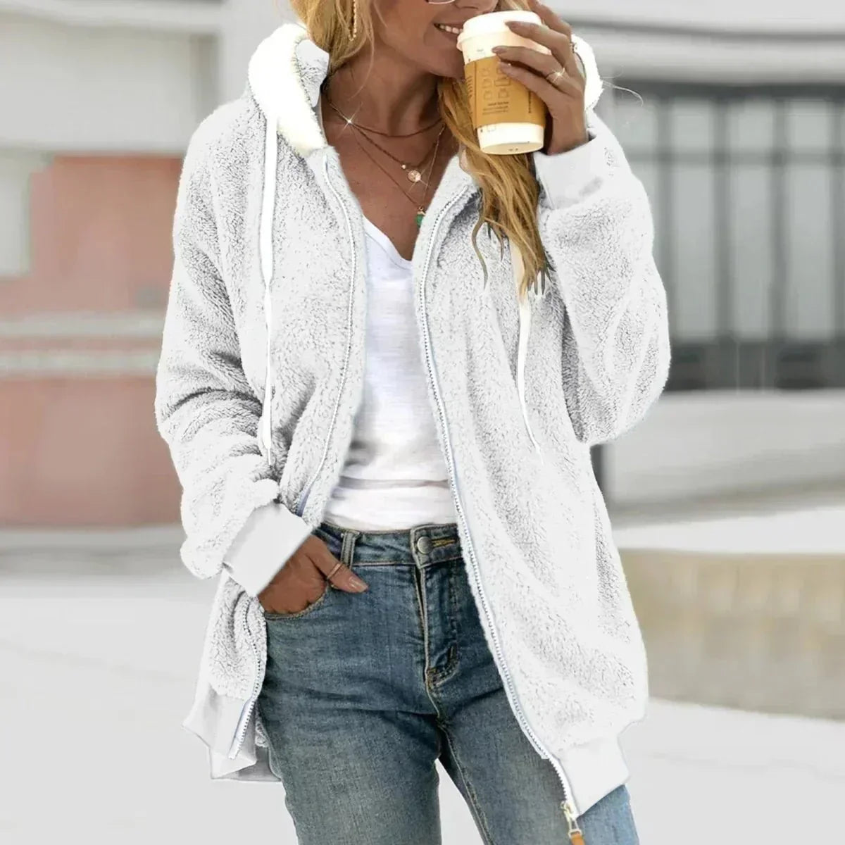 Rosemary | Hooded Sherpa Fleece Jacket - view 8