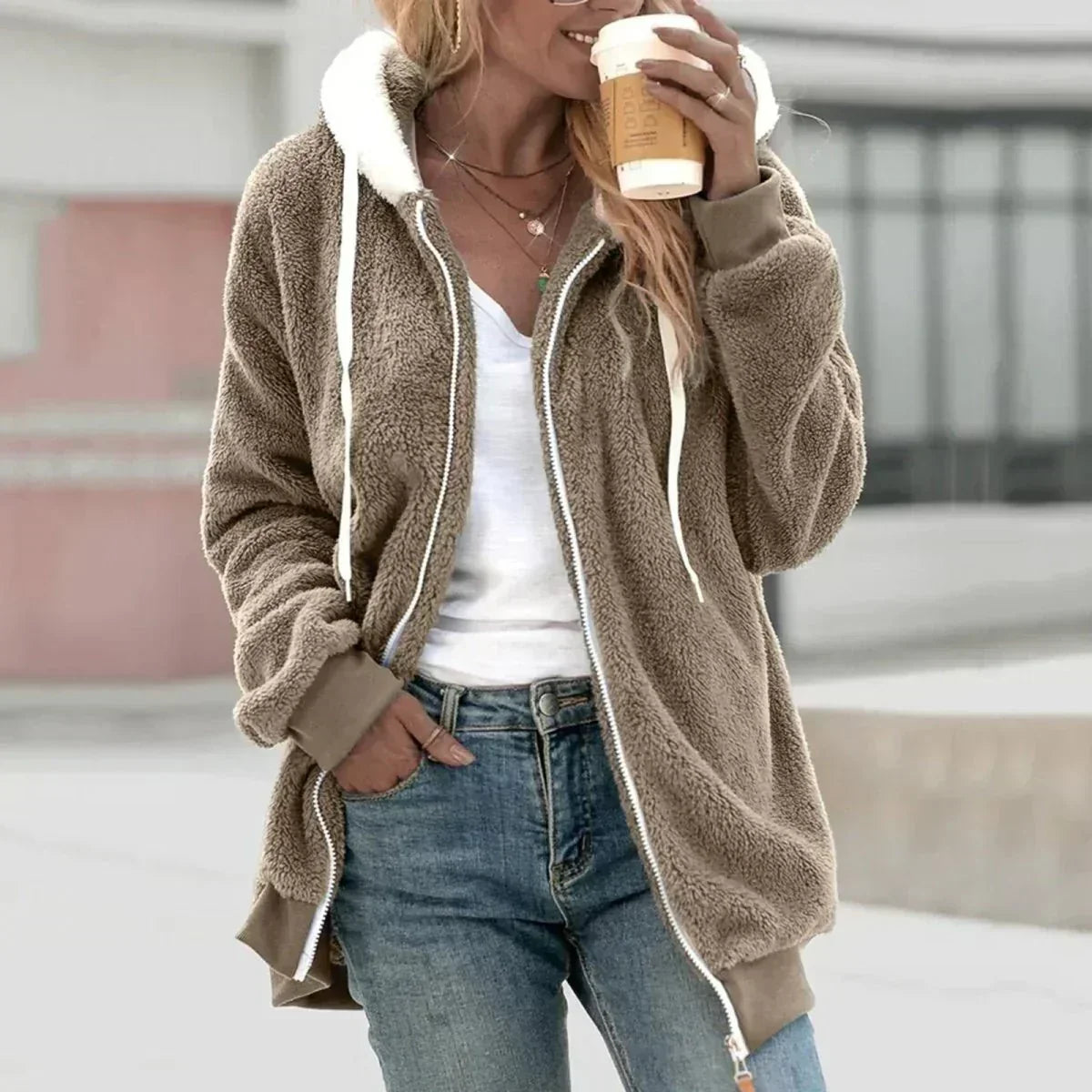 Rosemary | Hooded Sherpa Fleece Jacket - view 9