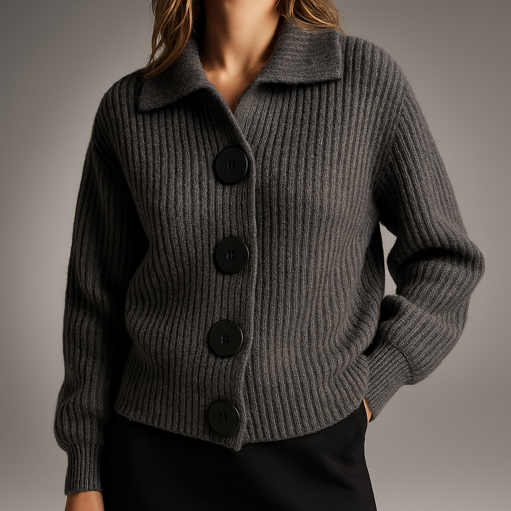 Sienna Ribbed Collared Button Cardigan - view 6