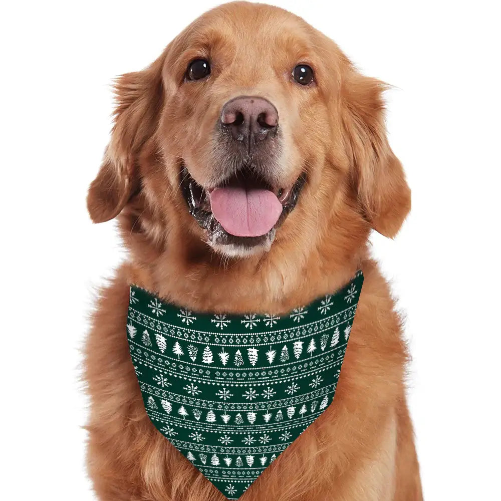 Matching family Christmas pajamas in green Fair Isle-style print with red cuffs - view 9