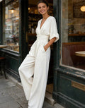 Charlotte Women's Elegant V-Neck Wide-Leg Jumpsuit