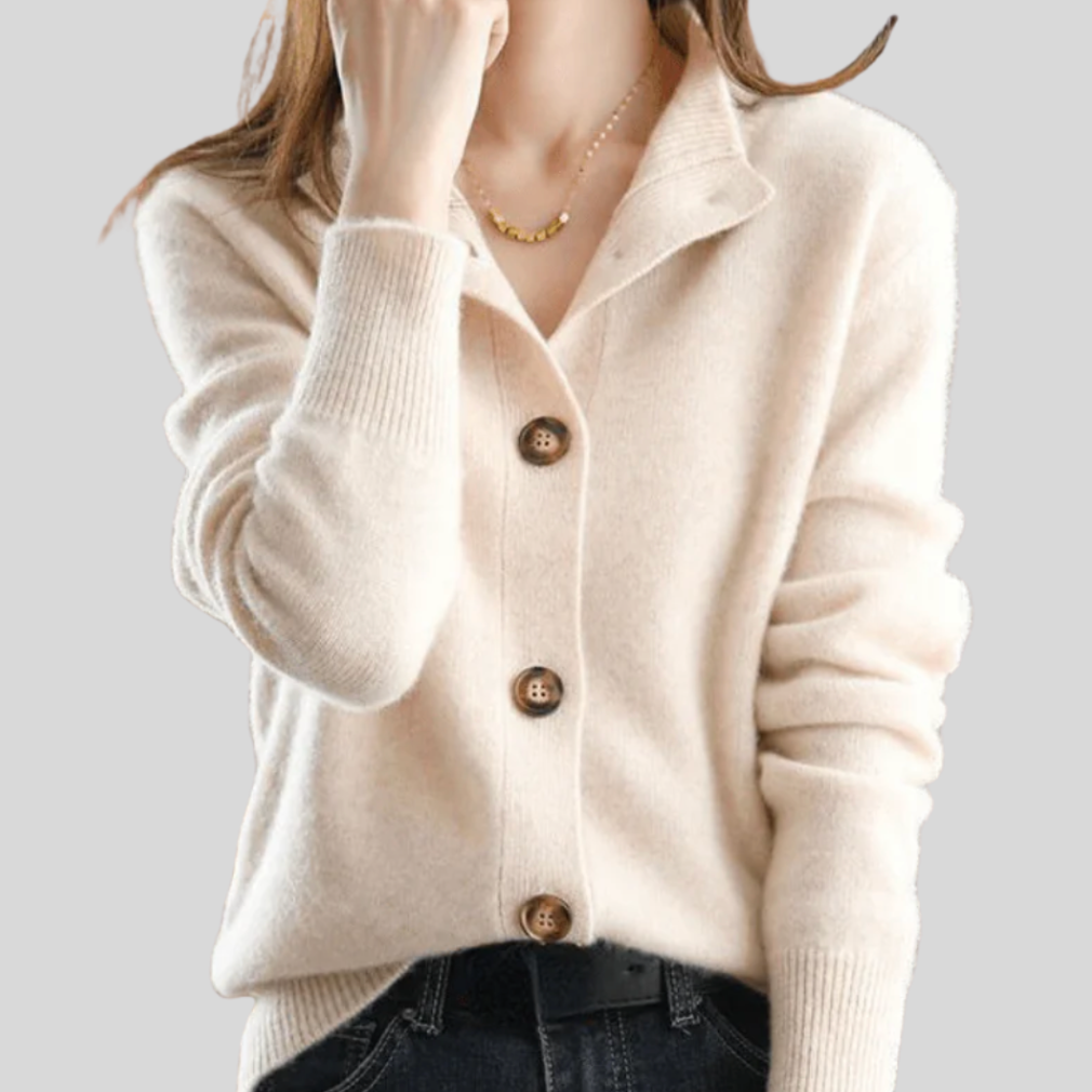 Vivienne Collared Button-Down Cardigan - front view