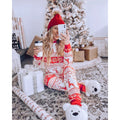Red and white reindeer and snowflake print family matching Christmas pajamas