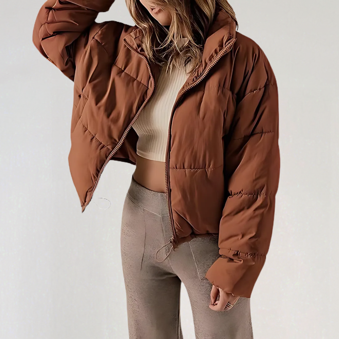 Nyla | High Collar Drawstring Hem Puffer Jacket - view 3