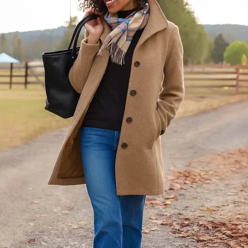 Harriet | Double Breasted Notch Lapel Pea Coat - view 2
