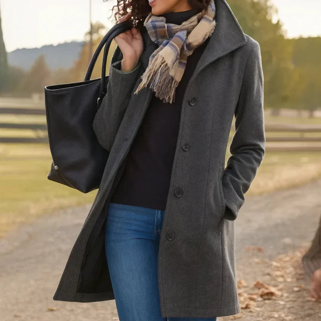 Harriet | Double Breasted Notch Lapel Pea Coat - view 3