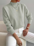 Amelia | Mock Turtleneck Relaxed Fit Sweater with Ribbed Cuffs, Soft Everyday Knit